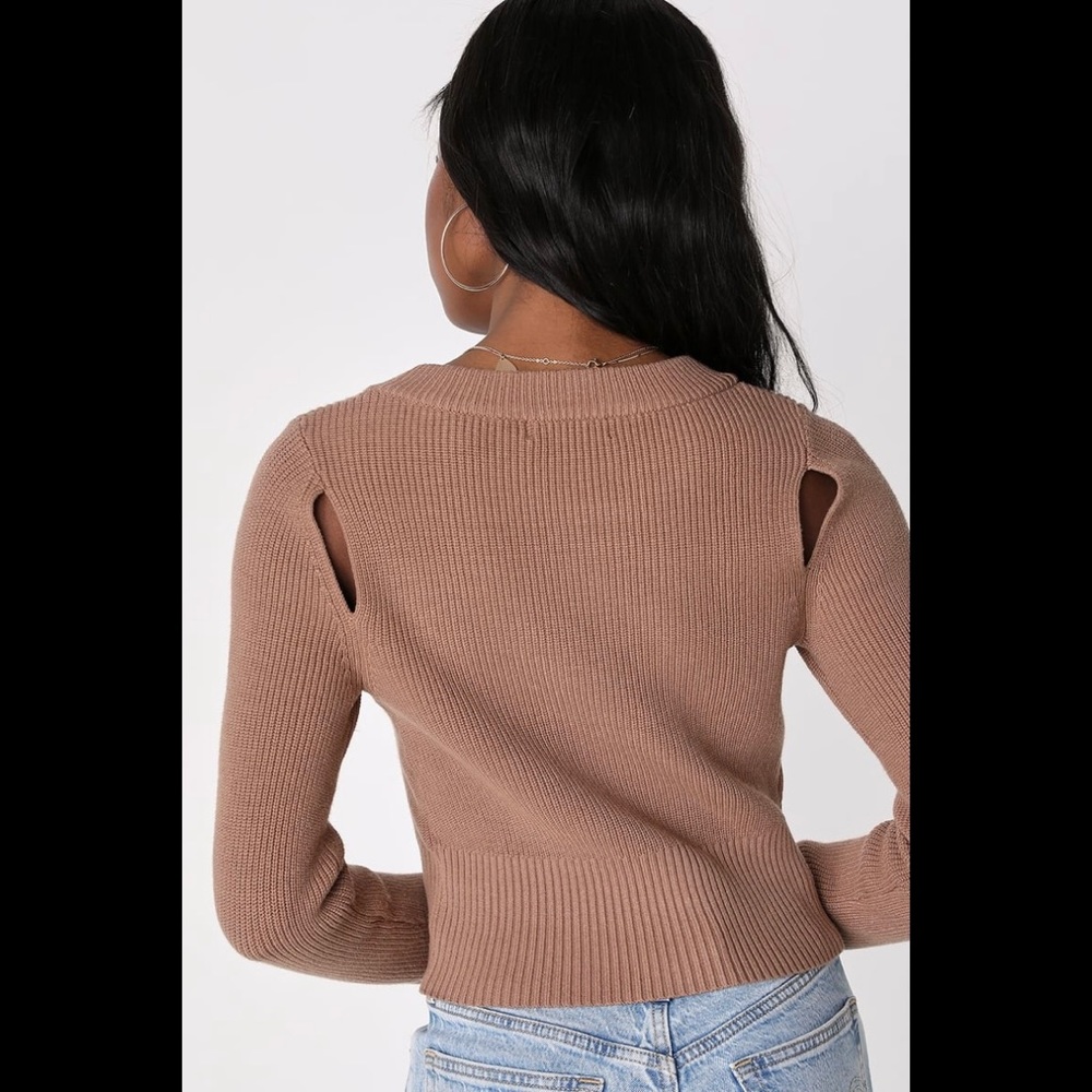 NWT LULUS Autumn Breeze Tan Cutout Pullover Sweater - Picture 9 of 9